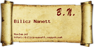 Bilicz Nanett névjegykártya